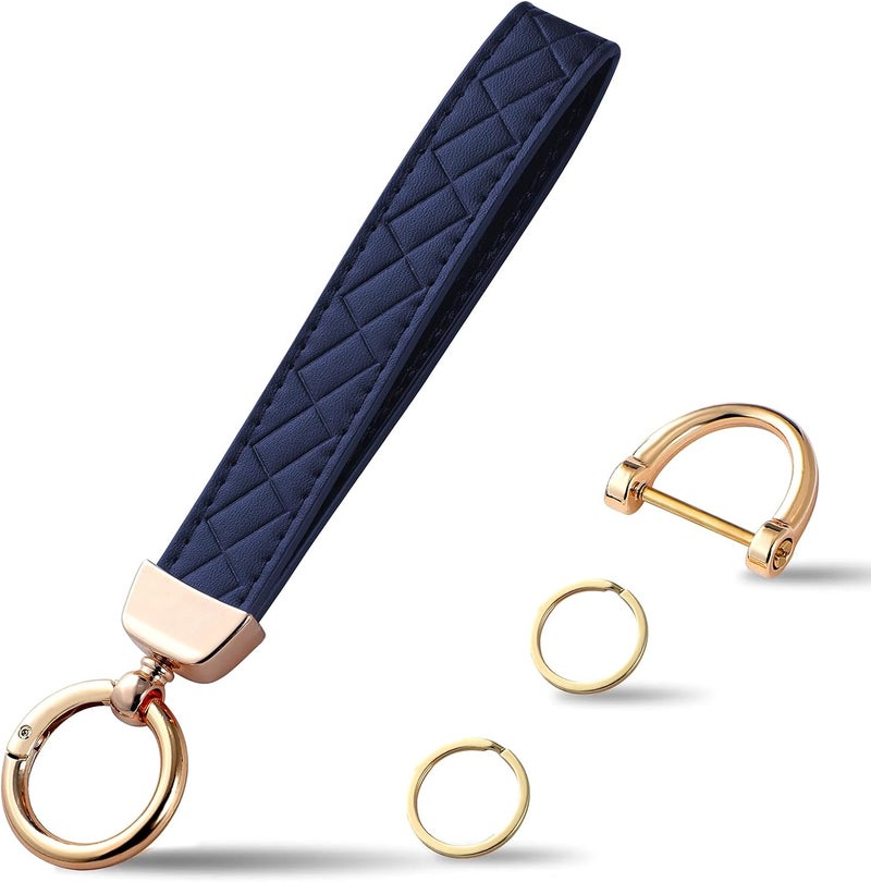 Weixiltc Leather Wristlet Keychain, Car Key Chain Holder with 2 Key Ring & Anti-Lost D Ring, Key Fob Wristband for Women - Image 1